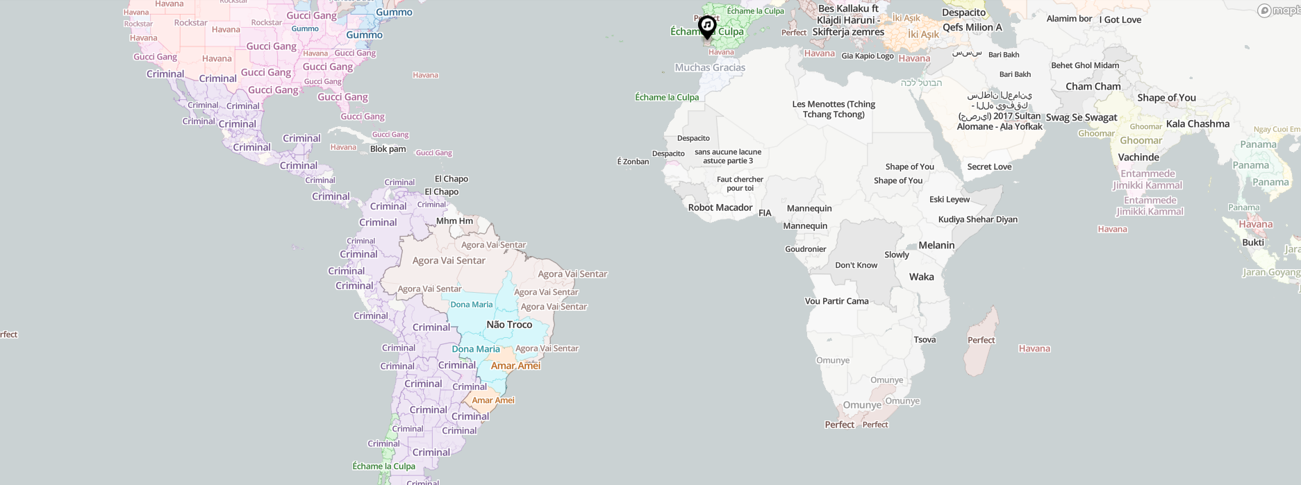 ¿Cuál es la canción número 1 en cada ciudad del mundo? Este mapa lo