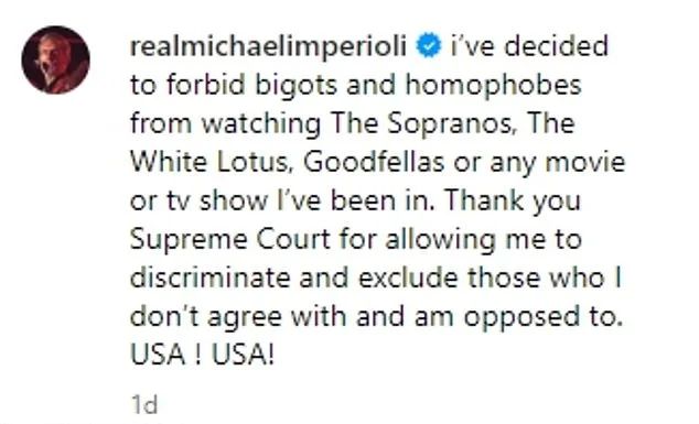 Publicación original de Michael Imperioli en Instagram