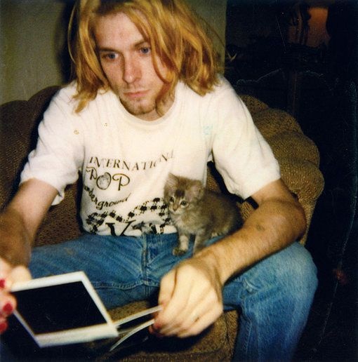 Kurt Cobain y un gato