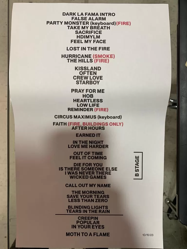 Set List The Weeknd