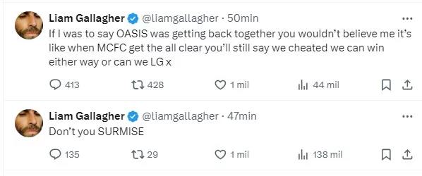 Liam Gallagher Tweet