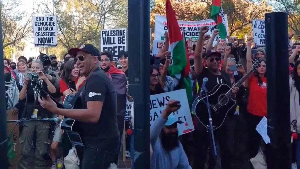 Tom Morello en protesta