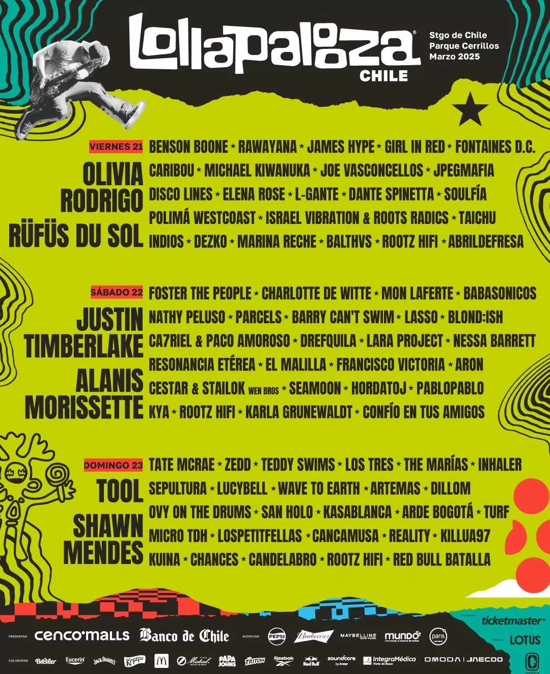 lollapalooza lineup por día