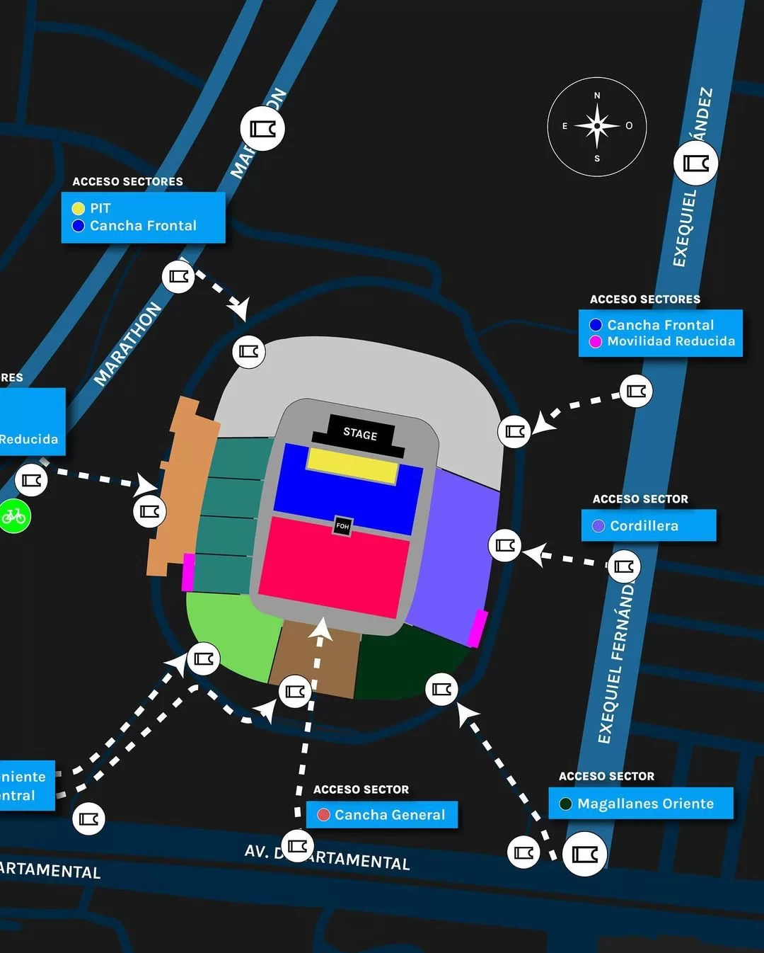 Puntos de acceso en Estadio Monumental (DG Medios)