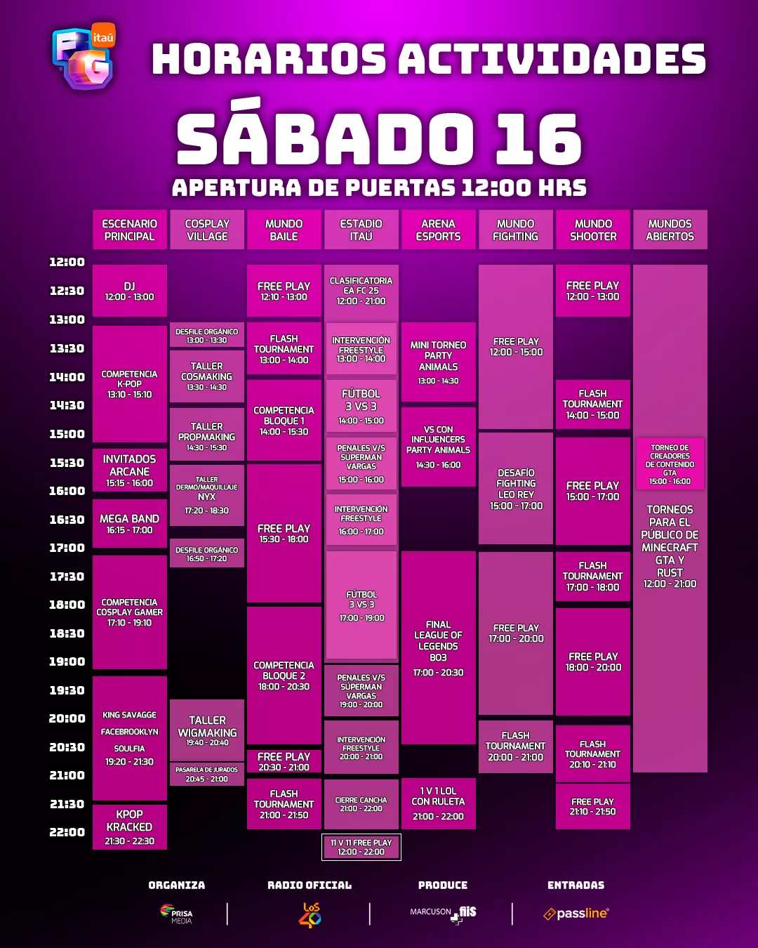 Cronograma Festigame 2024 sábado