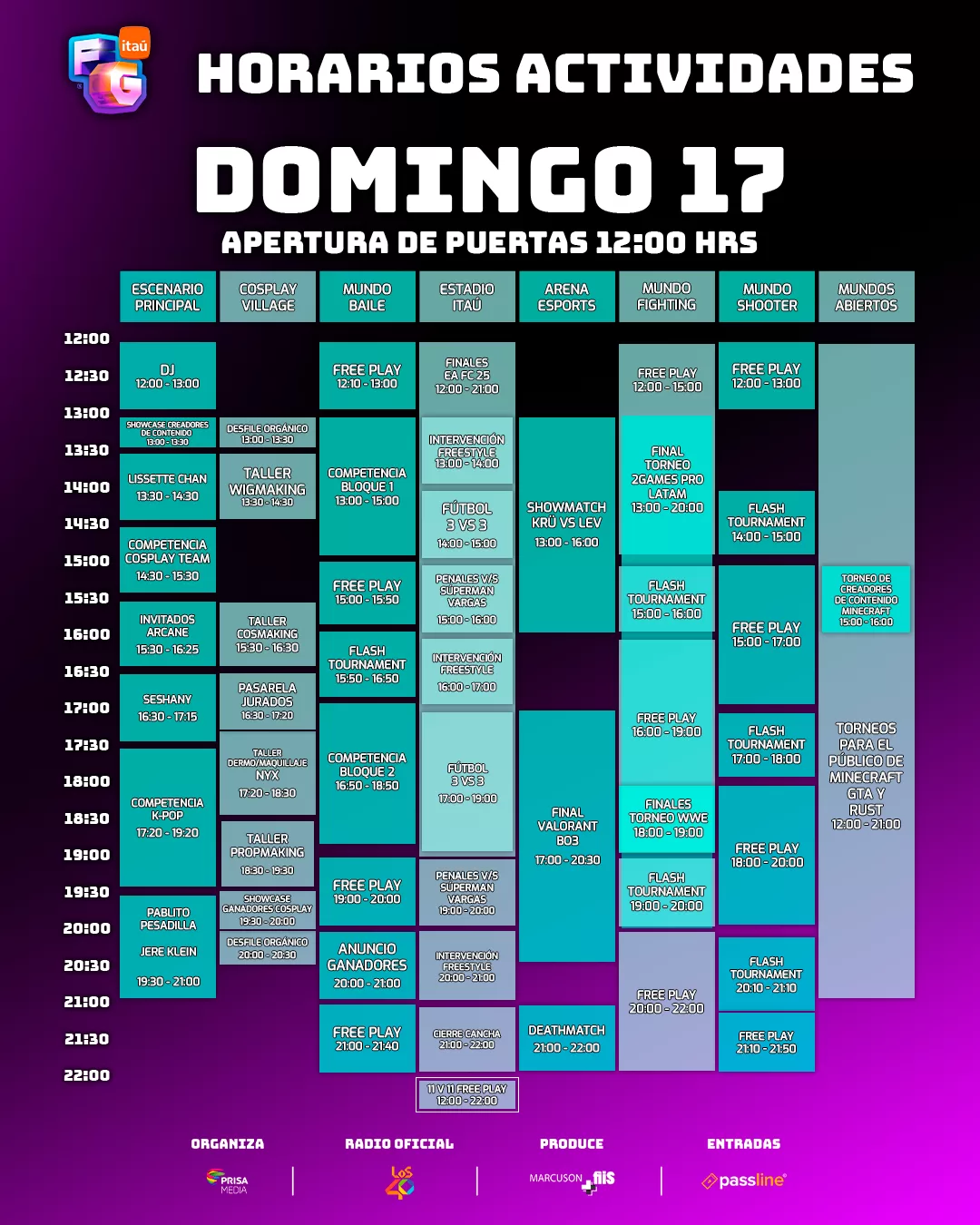 Cronograma Festigame 2024 domingo