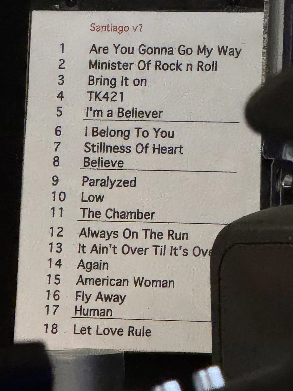 Setlist Lenny Kravitz noche 1.